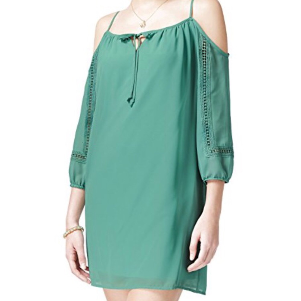 Sage Cold shoulder dress